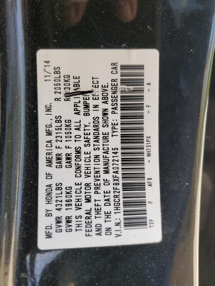 2015 Honda Accord Exl VIN: 1HGCR2F8XFA072145 Lot: 55233815