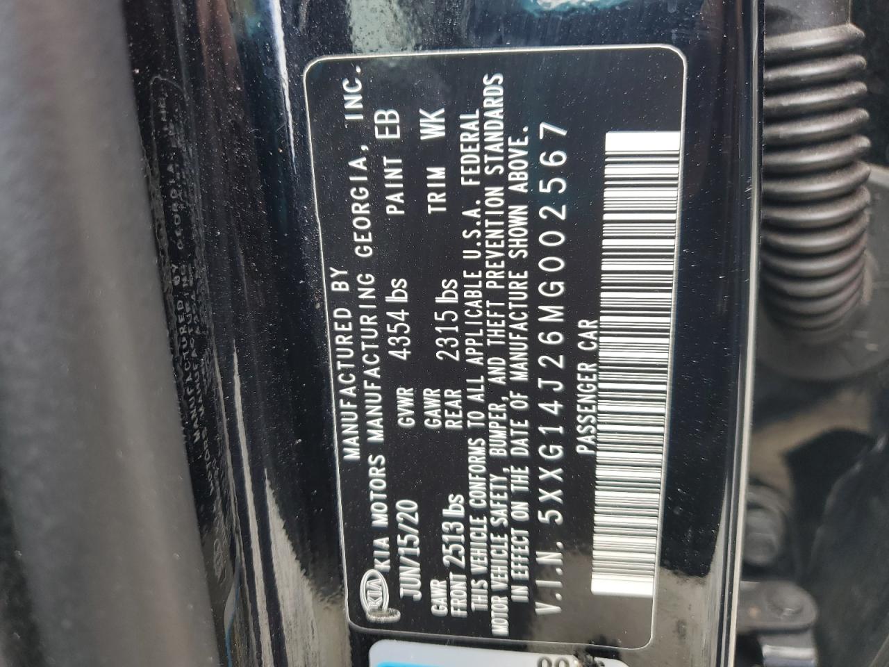 2021 Kia K5 Lxs VIN: 5XXG14J26MG002567 Lot: 54579925