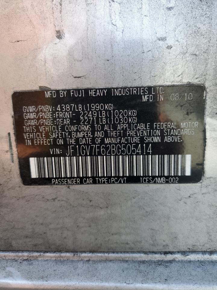 2011 Subaru Impreza Wrx VIN: JF1GV7F62BG505414 Lot: 53579015