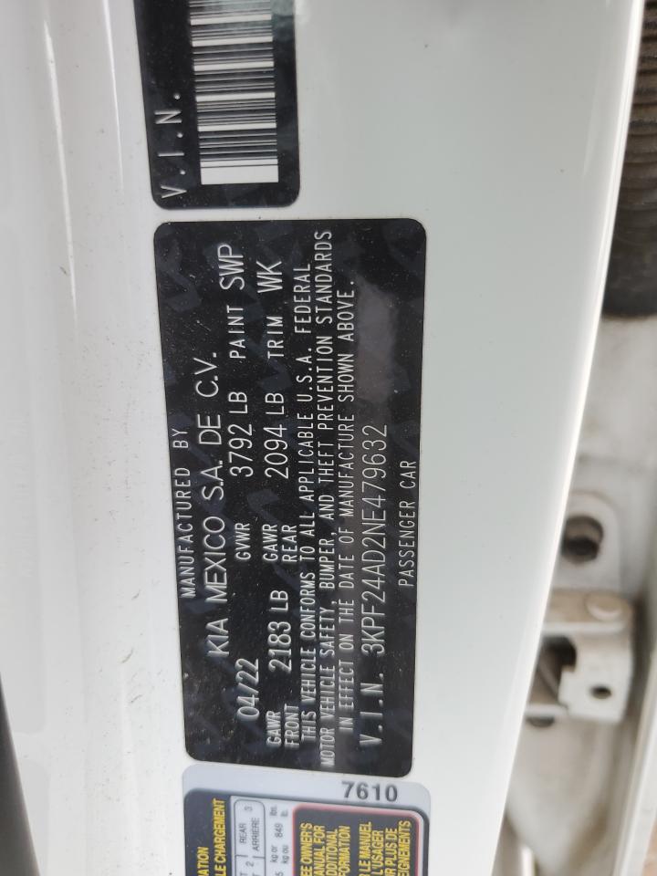 2022 Kia Forte Fe VIN: 3KPF24AD2NE479632 Lot: 55331825
