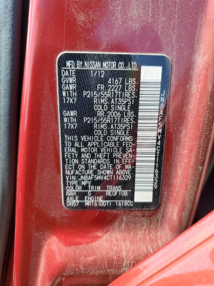 2012 Nissan Juke S VIN: JN8AF5MV4CT116329 Lot: 52954955