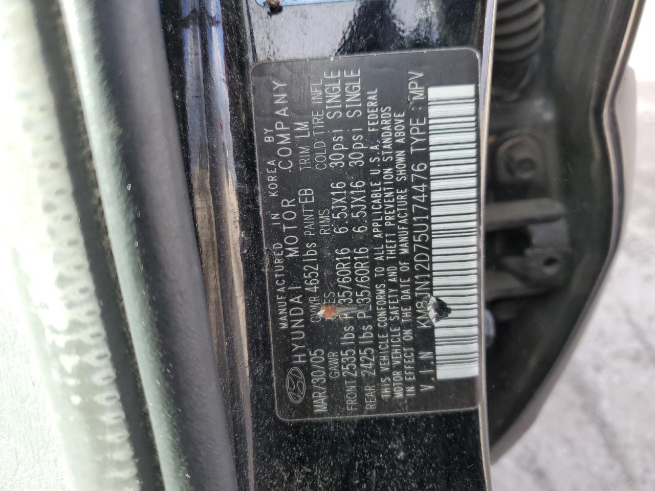 2005 Hyundai Tucson Gls VIN: KM8JN12D75U174476 Lot: 51764215