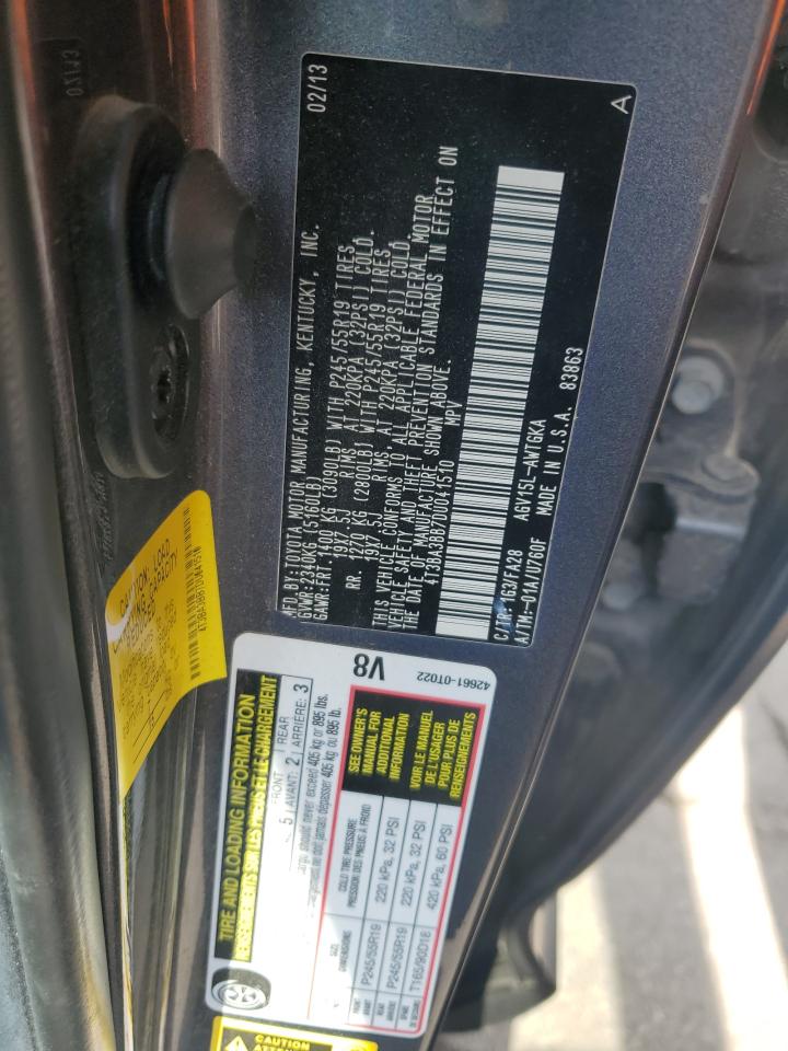 2013 Toyota Venza Le VIN: 4T3BA3BB7DU041510 Lot: 54584255