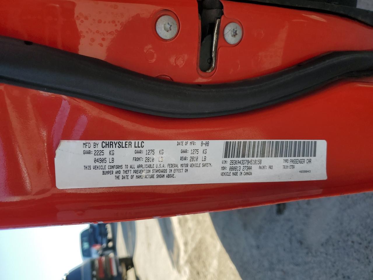 2009 Dodge Charger VIN: 2B3KA43D79H518158 Lot: 52007475