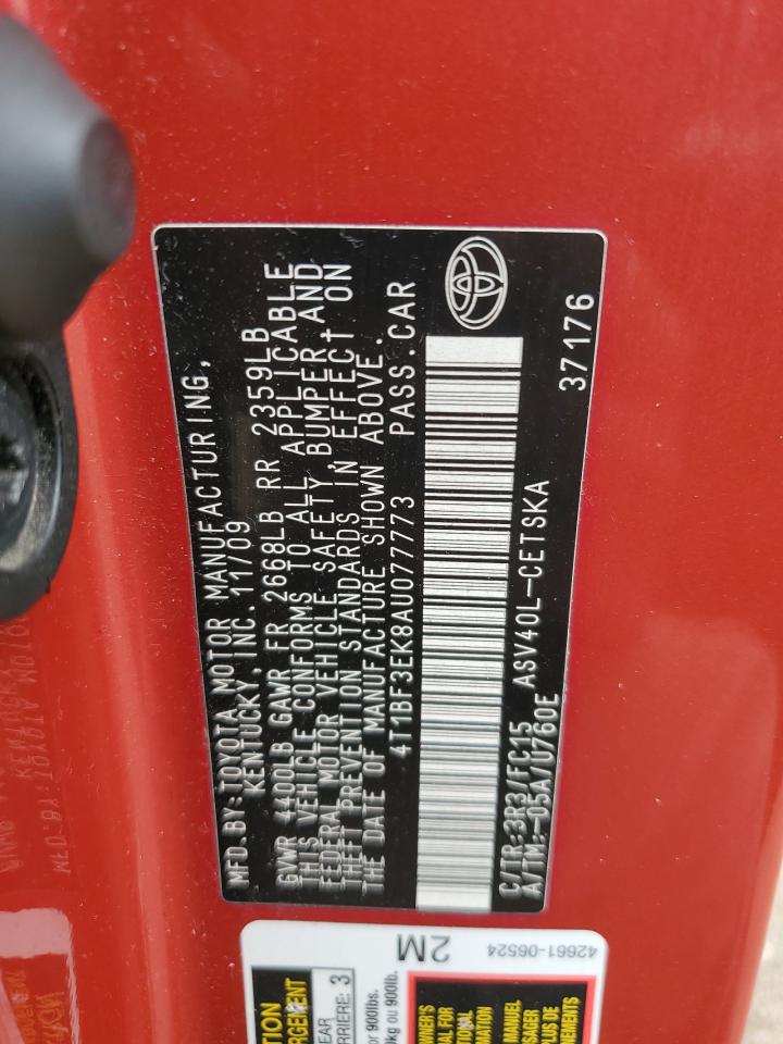2010 Toyota Camry Base VIN: 4T1BF3EK8AU077773 Lot: 54935745