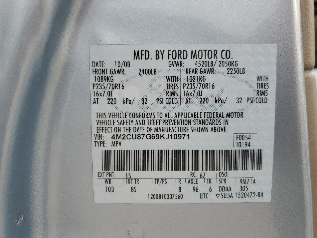 2009 Mercury Mariner Premier VIN: 4M2CU87G69KJ10971 Lot: 54302625