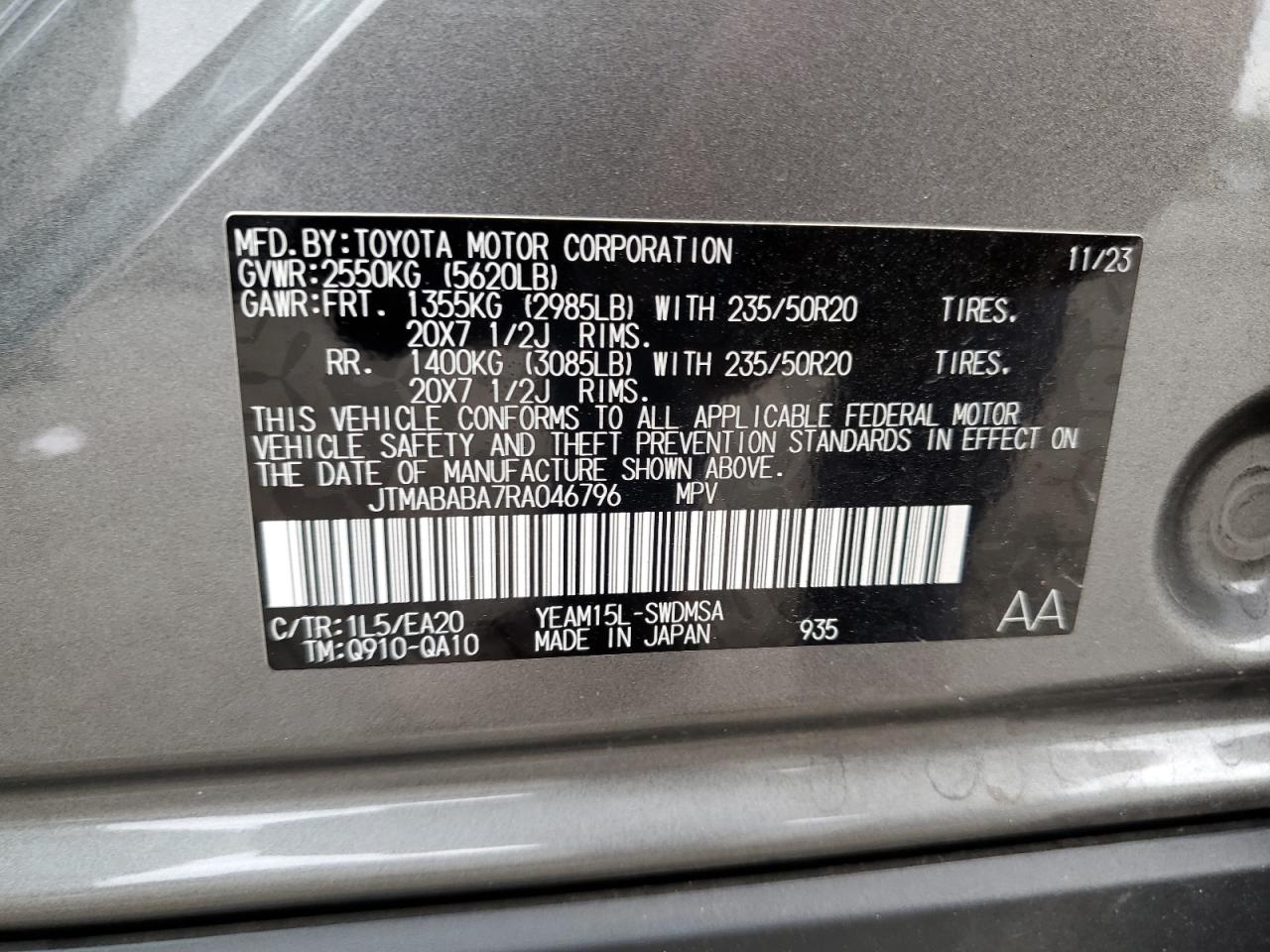 2024 Subaru Solterra Premium VIN: JTMABABA7RA046796 Lot: 54418985