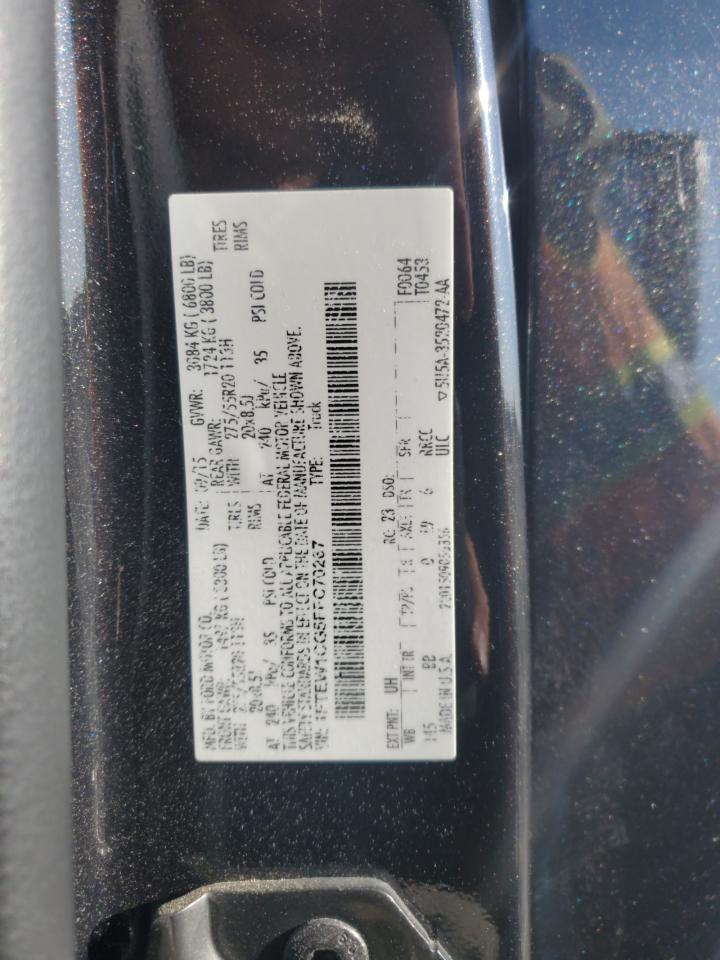 2015 Ford F150 Supercrew VIN: 1FTEW1CG5FFC70267 Lot: 52387695
