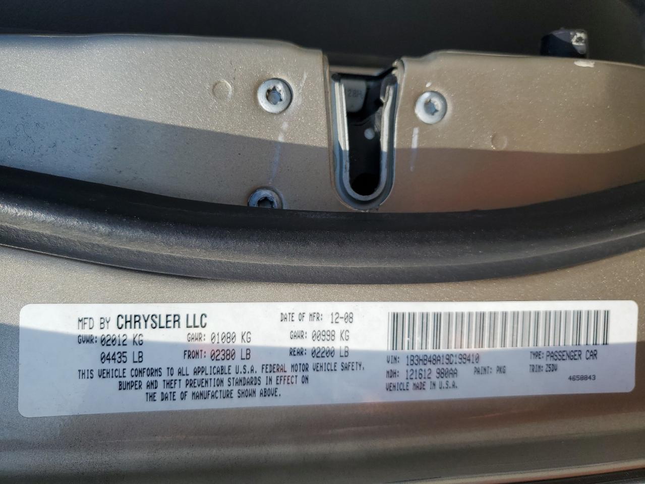 2009 Dodge Caliber Sxt VIN: 1B3HB48A19D199410 Lot: 55133965