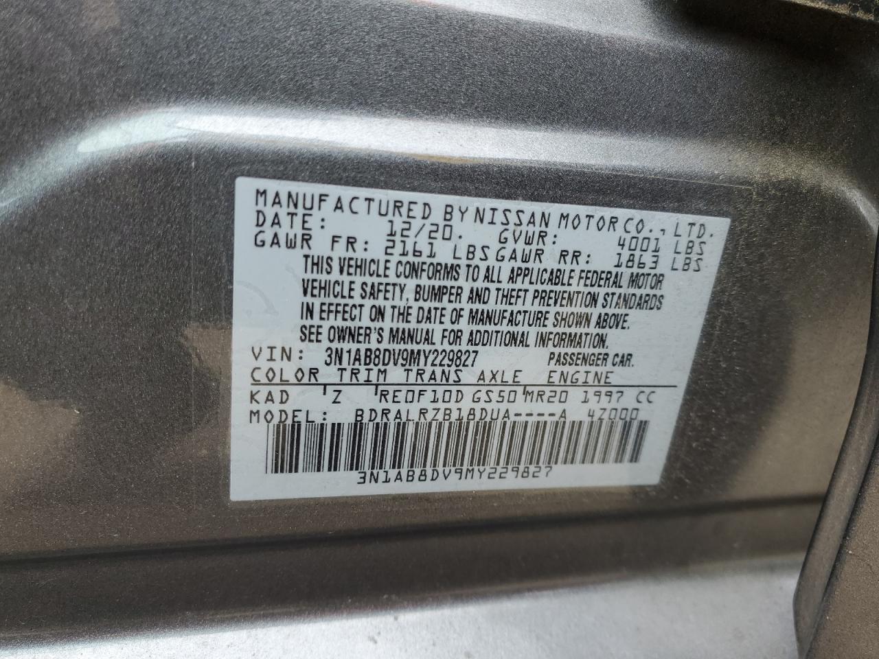 3N1AB8DV9MY229827 NISSAN SENTRA 2021