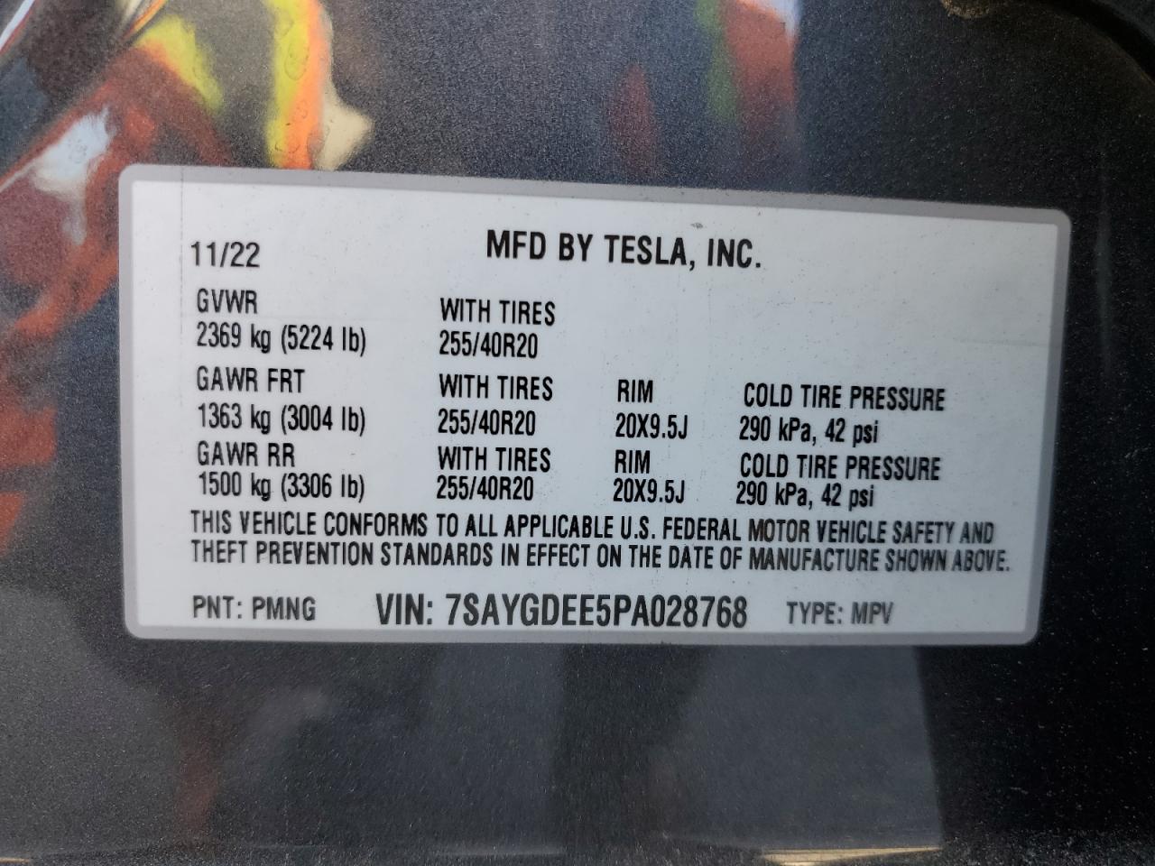 2023 Tesla Model Y VIN: 7SAYGDEE5PA028768 Lot: 51076875