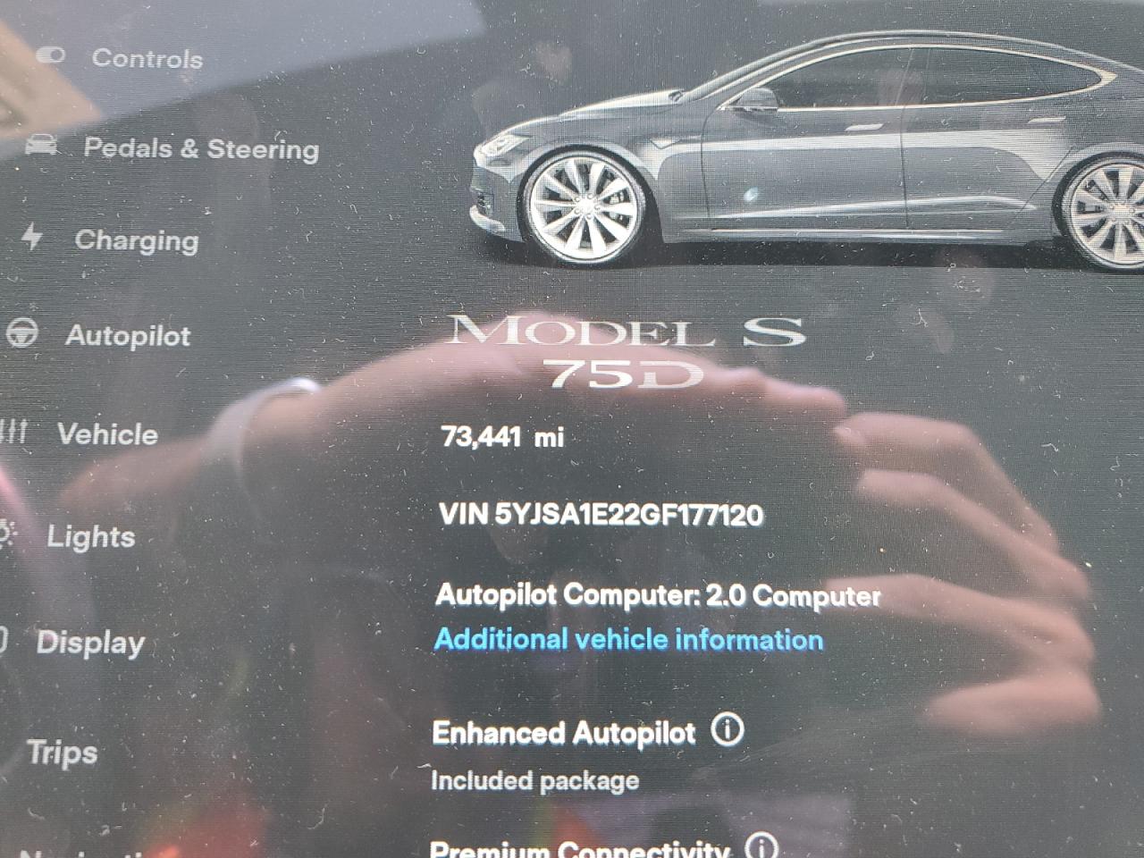 2016 Tesla Model S VIN: 5YJSA1E22GF177120 Lot: 51972885