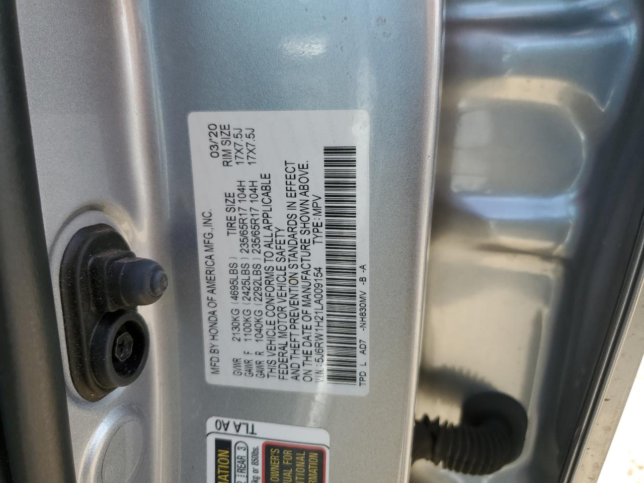 2020 Honda Cr-V Lx VIN: 5J6RW1H21LA009154 Lot: 55287245