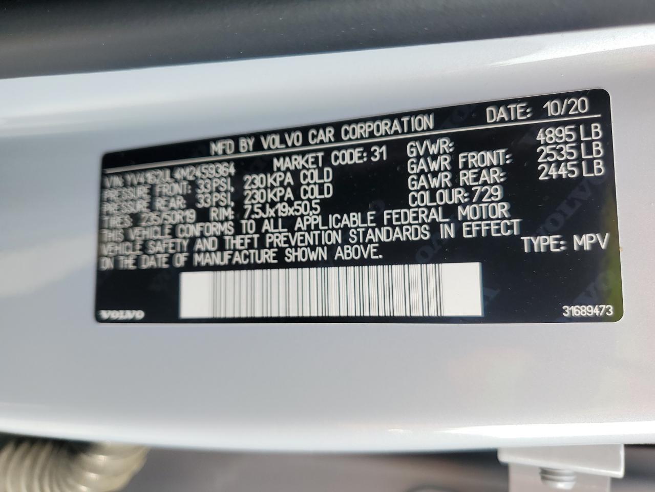 2021 Volvo Xc40 T5 Inscription VIN: YV4162UL4M2459364 Lot: 54337705