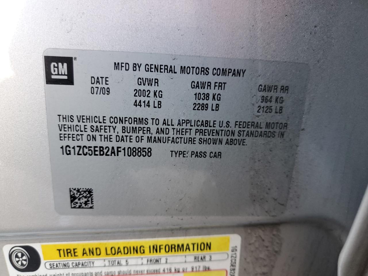 2010 Chevrolet Malibu 1Lt VIN: 1G1ZC5EB2AF108858 Lot: 54976595