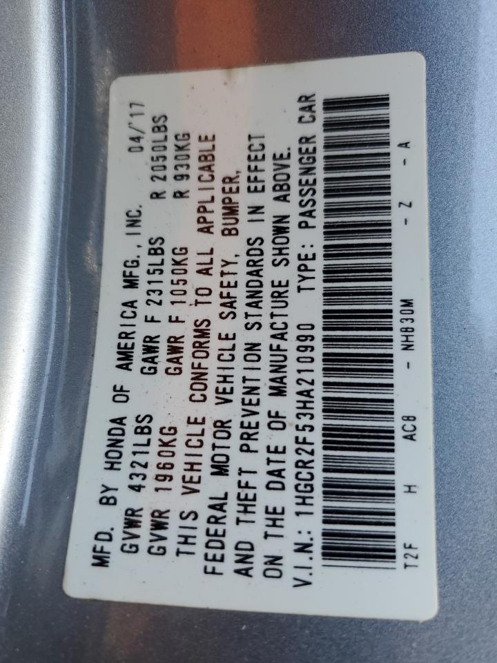 2017 Honda Accord Sport VIN: 1HGCR2F53HA210990 Lot: 53285885