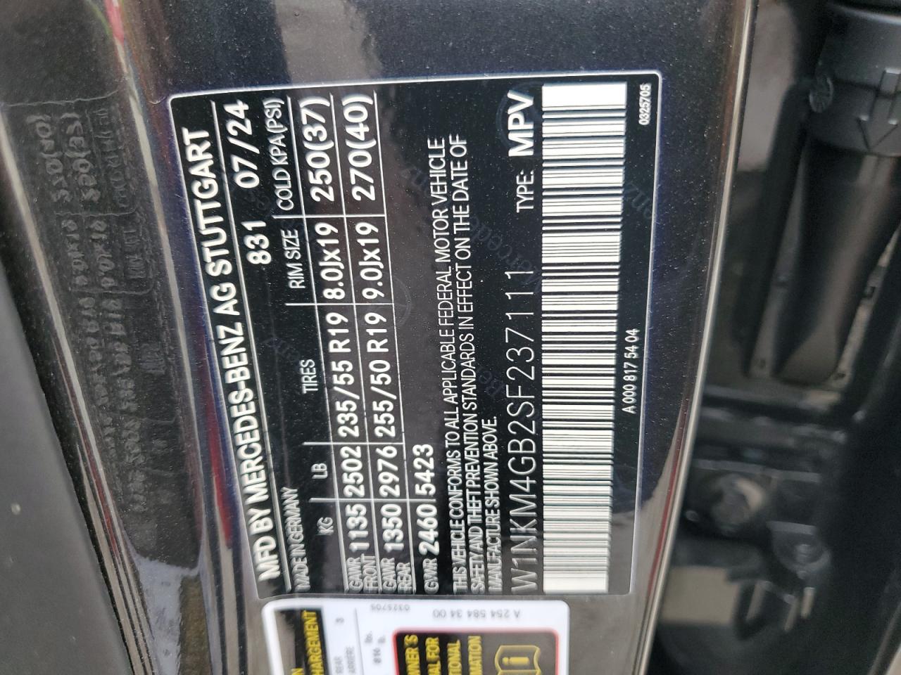 2025 Mercedes-Benz Glc 300 VIN: W1NKM4GB2SF237111 Lot: 54689695