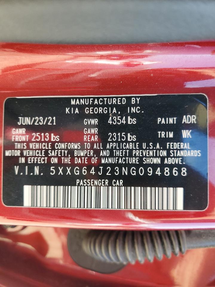 2022 Kia K5 Gt Line VIN: 5XXG64J23NG094868 Lot: 55092535