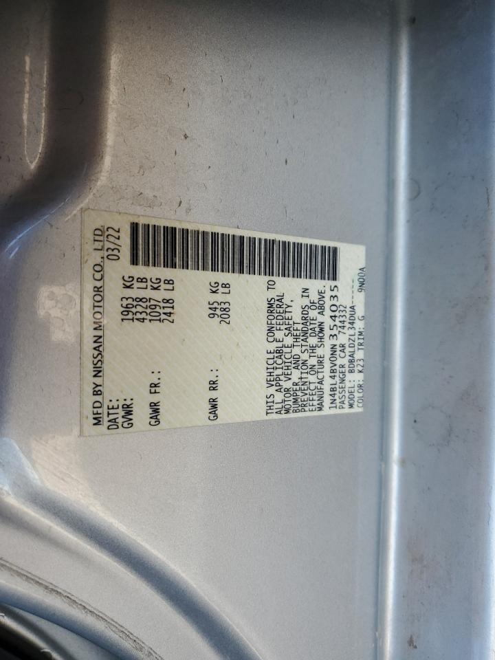 2022 Nissan Altima S VIN: 1N4BL4BV0NN354035 Lot: 55164125