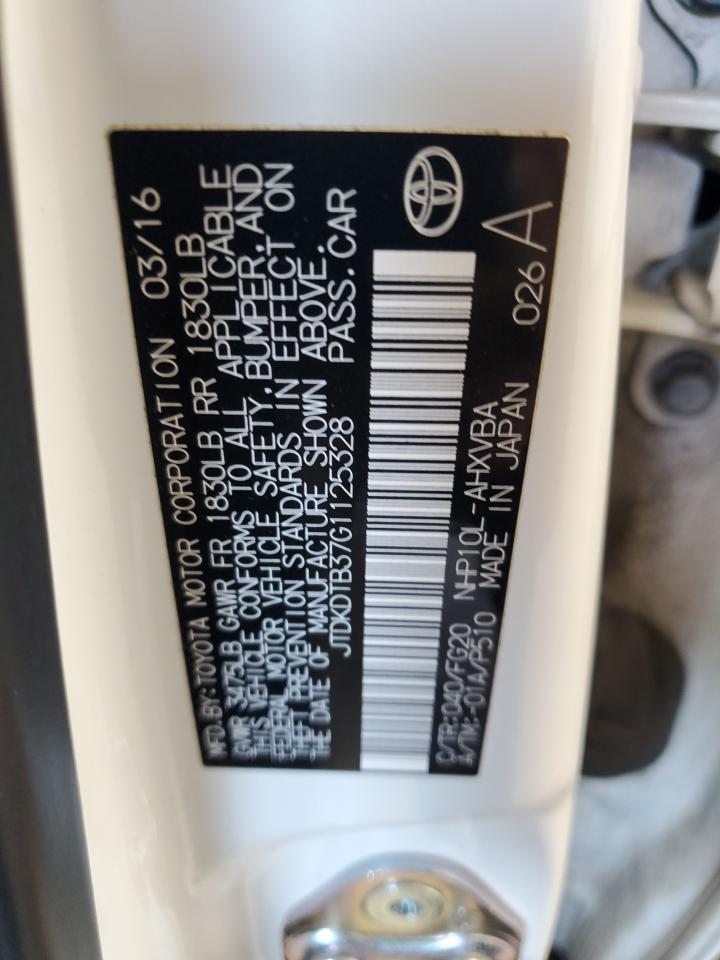2016 Toyota Prius C VIN: JTDKDTB37G1125328 Lot: 53269985