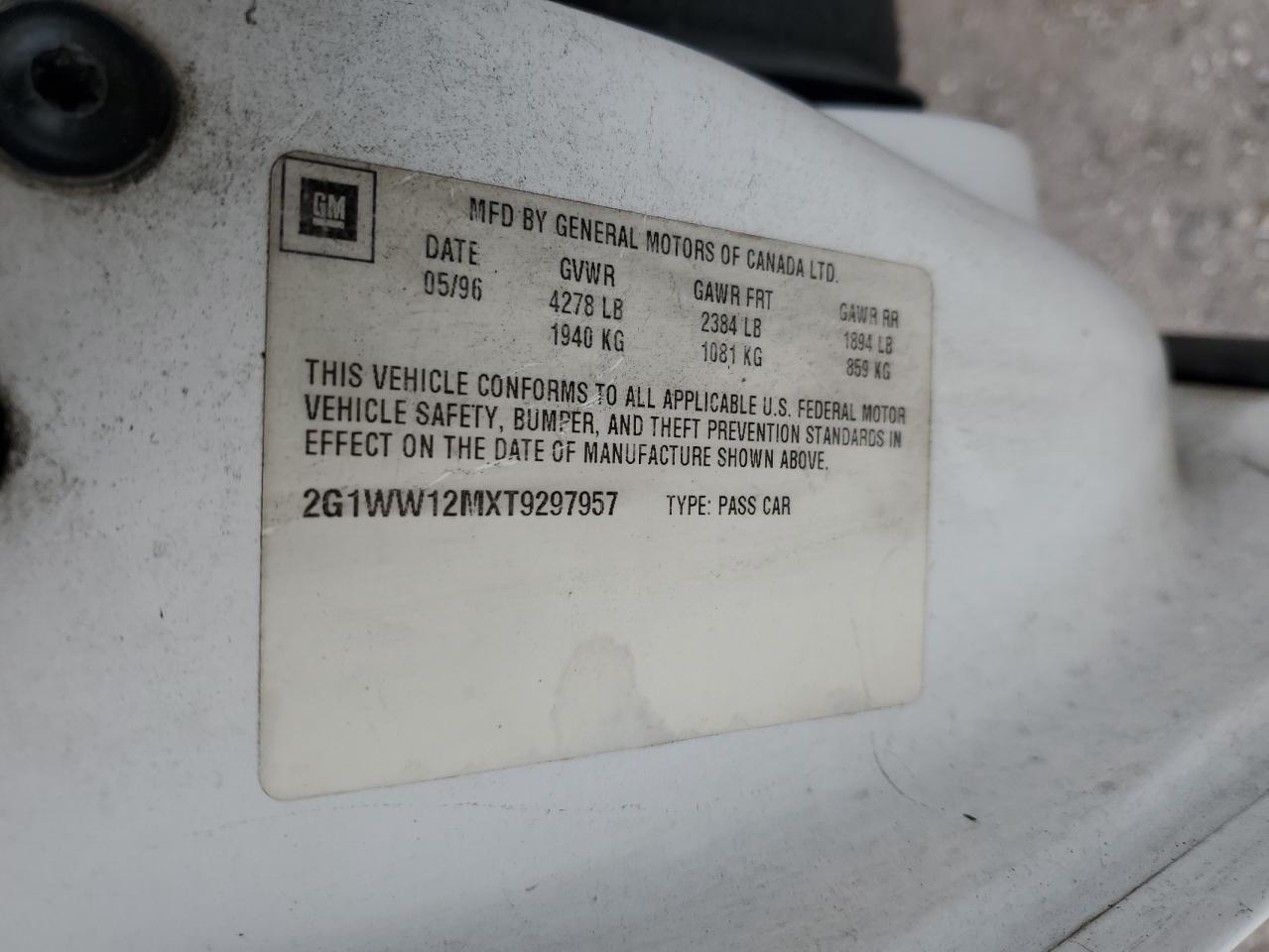 1996 Chevrolet Monte Carlo Ls VIN: 2G1WW12MXT9297957 Lot: 53875125