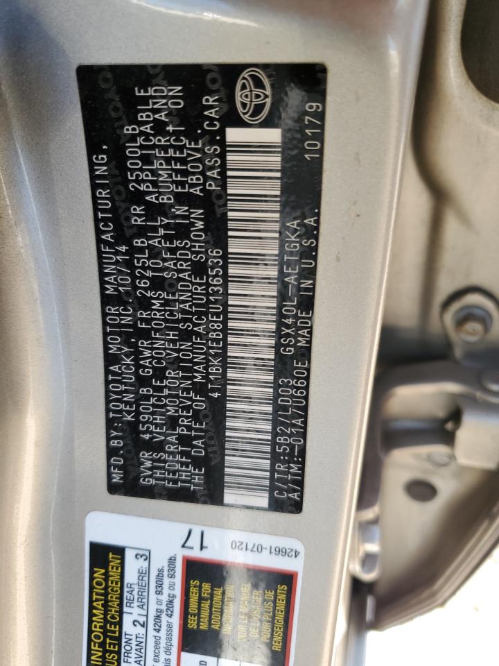 2014 Toyota Avalon Base VIN: 4T1BK1EB8EU136536 Lot: 52239635