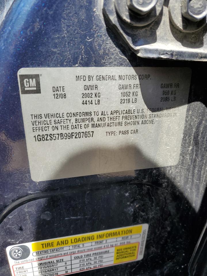 2009 Saturn Aura Xe VIN: 1G8ZS57B99F207657 Lot: 55258515