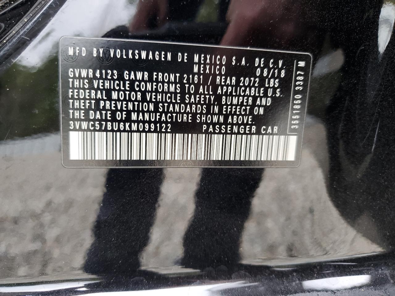 2019 Volkswagen Jetta S VIN: 3VWC57BU6KM099122 Lot: 54800895