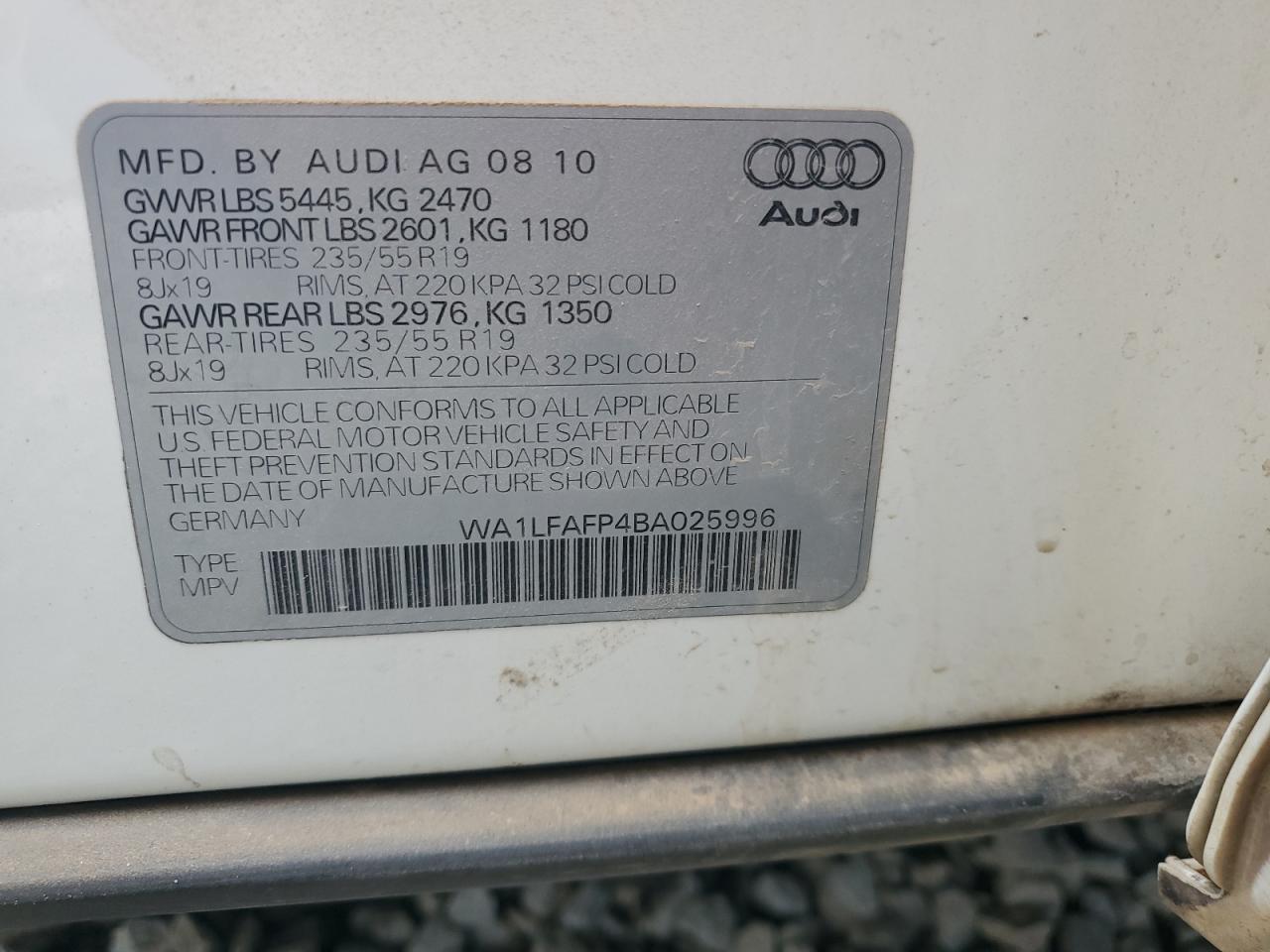 2011 Audi Q5 Premium Plus VIN: WA1LFAFP4BA025996 Lot: 52697935