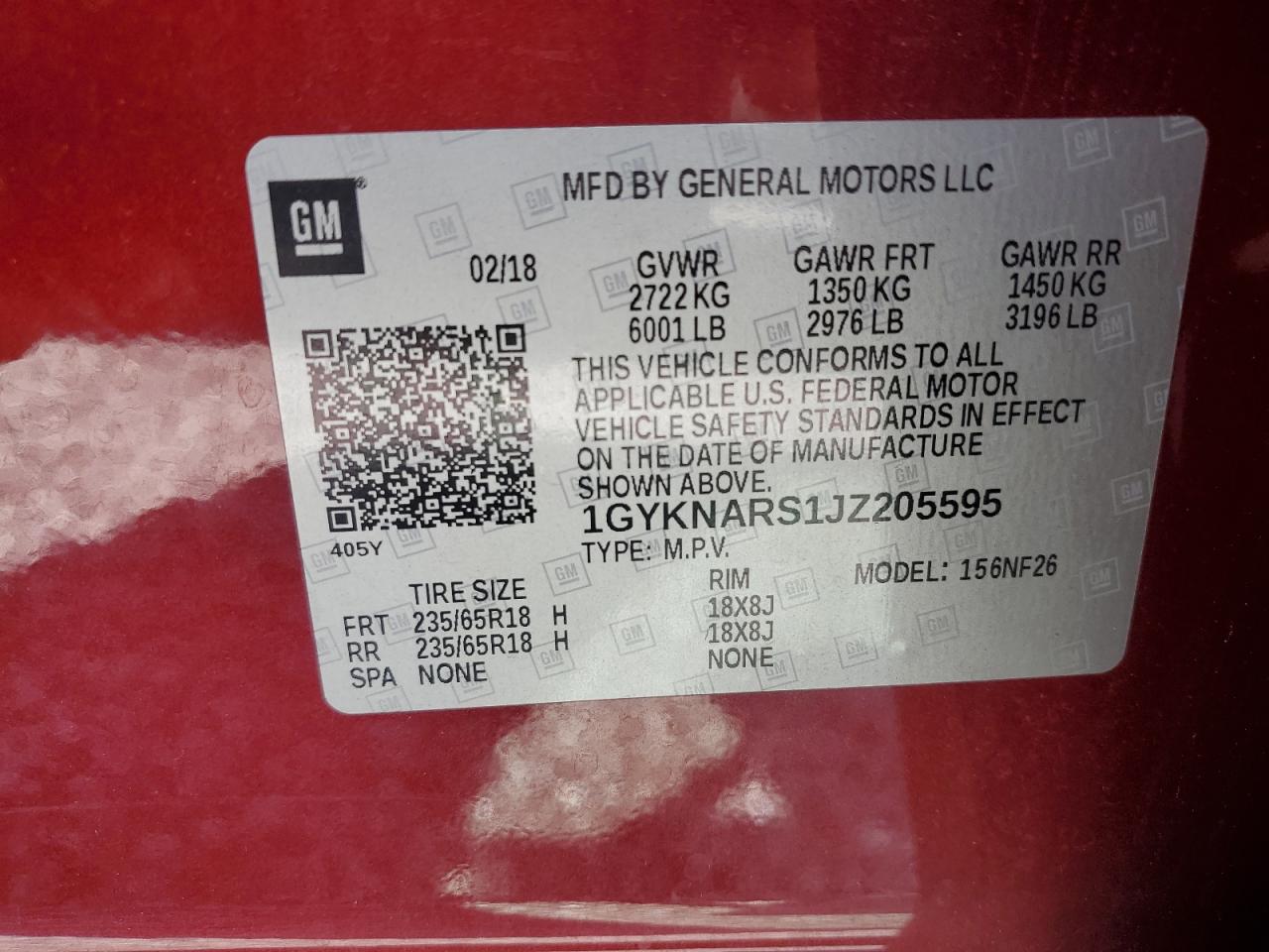 2018 Cadillac Xt5 VIN: 1GYKNARS1JZ205595 Lot: 52428565