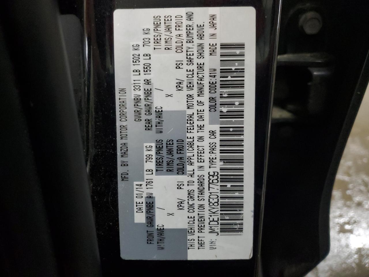 2014 Mazda Mazda2 Sport VIN: JM1DE1KY8E0177639 Lot: 52506135