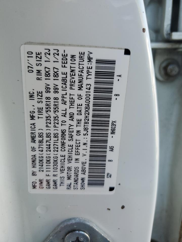 2011 Acura Rdx VIN: 5J8TB2H2XBA000143 Lot: 52025035