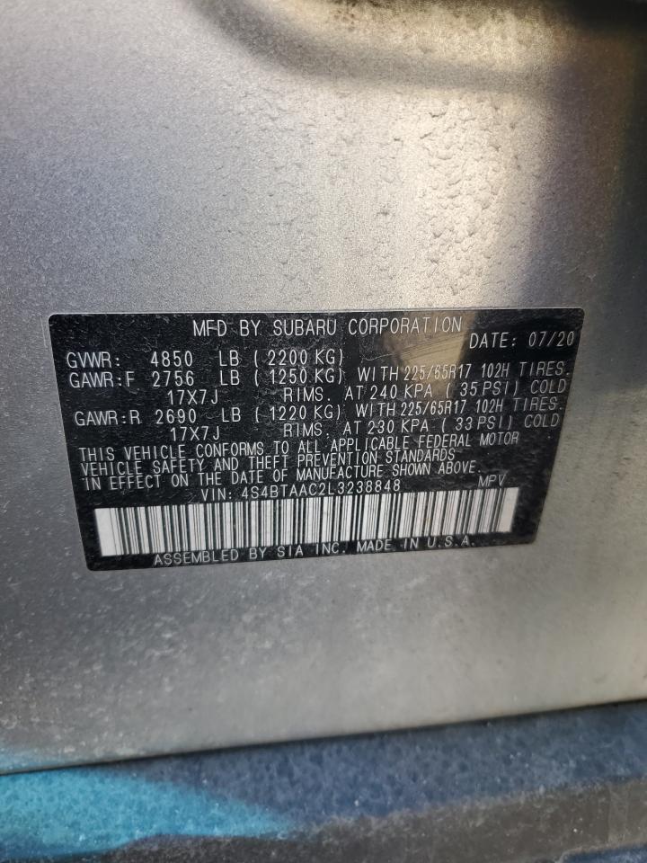 2020 Subaru Outback VIN: 4S4BTAAC2L3238848 Lot: 50504895