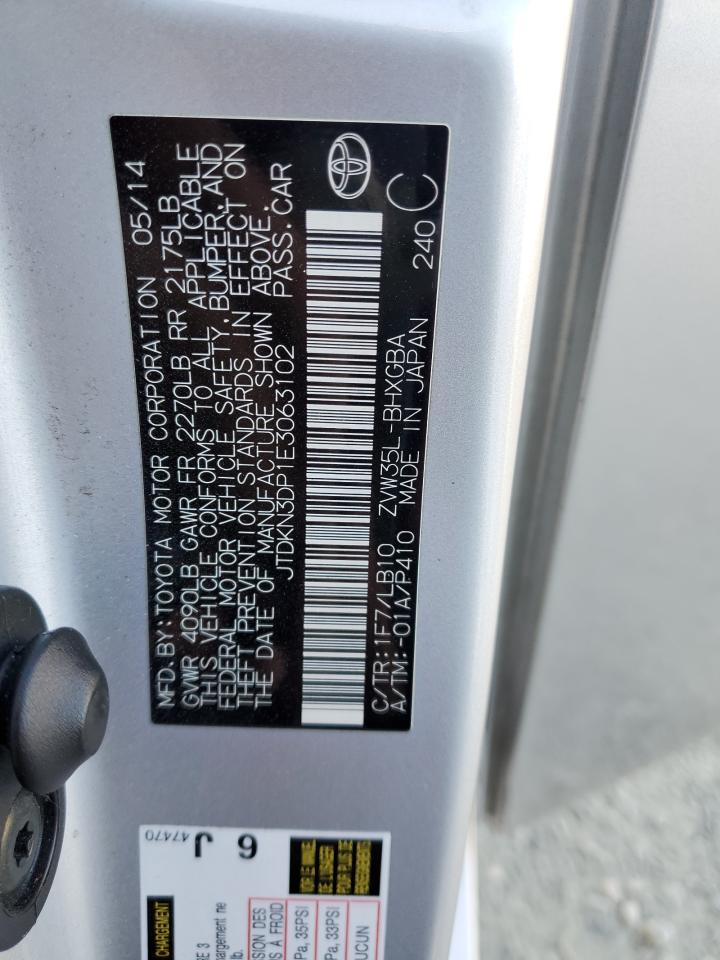 2014 Toyota Prius Plug-In VIN: JTDKN3DP1E3063102 Lot: 53868425