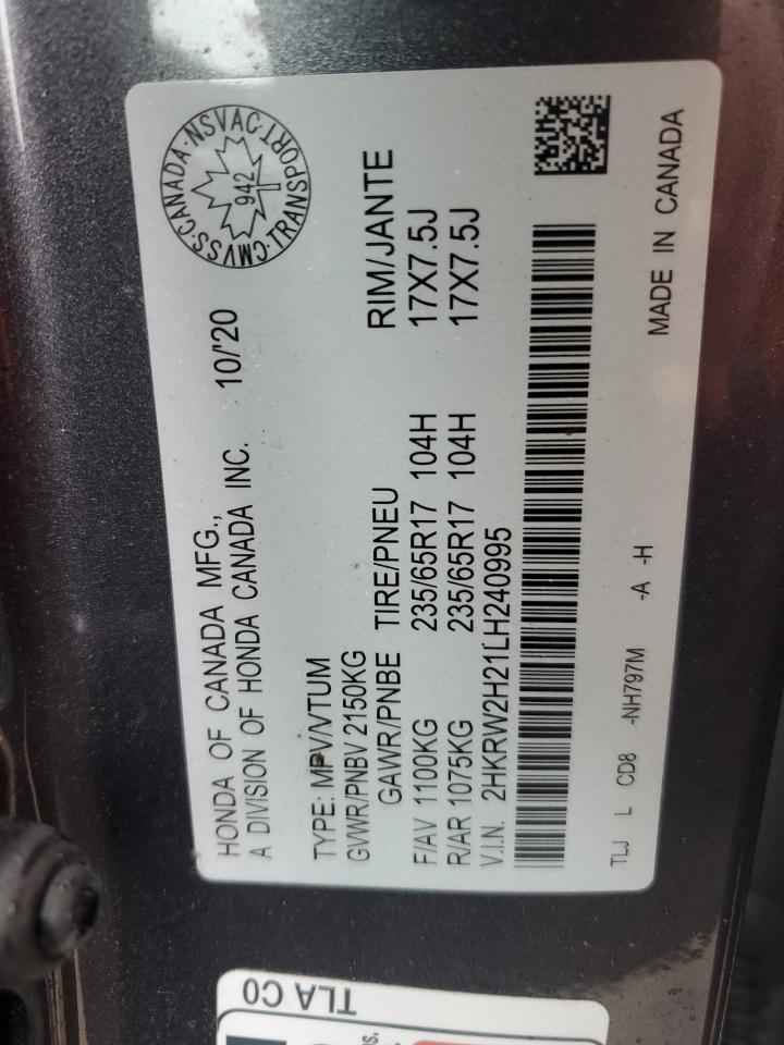 2020 Honda Cr-V Lx VIN: 2HKRW2H21LH240995 Lot: 53066265