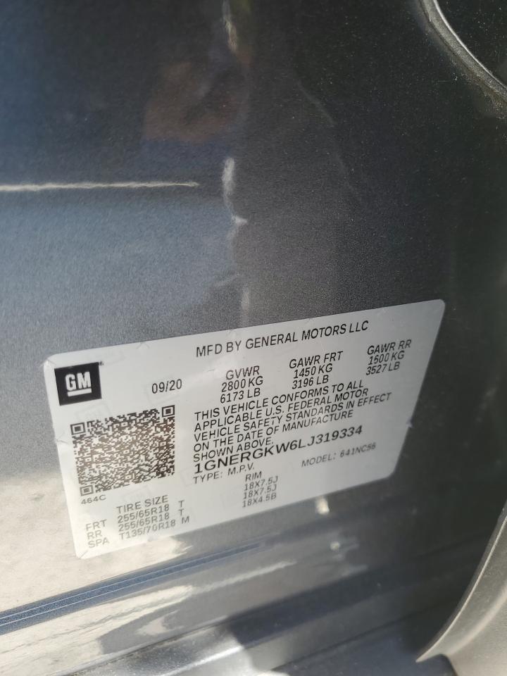 1GNERGKW6LJ319334 CHEVROLET TRAVERSE 2020