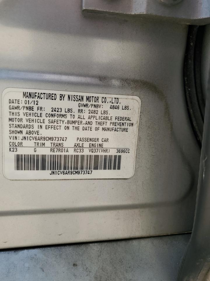 2012 Infiniti G37 VIN: JN1CV6AR9CM973747 Lot: 54892235