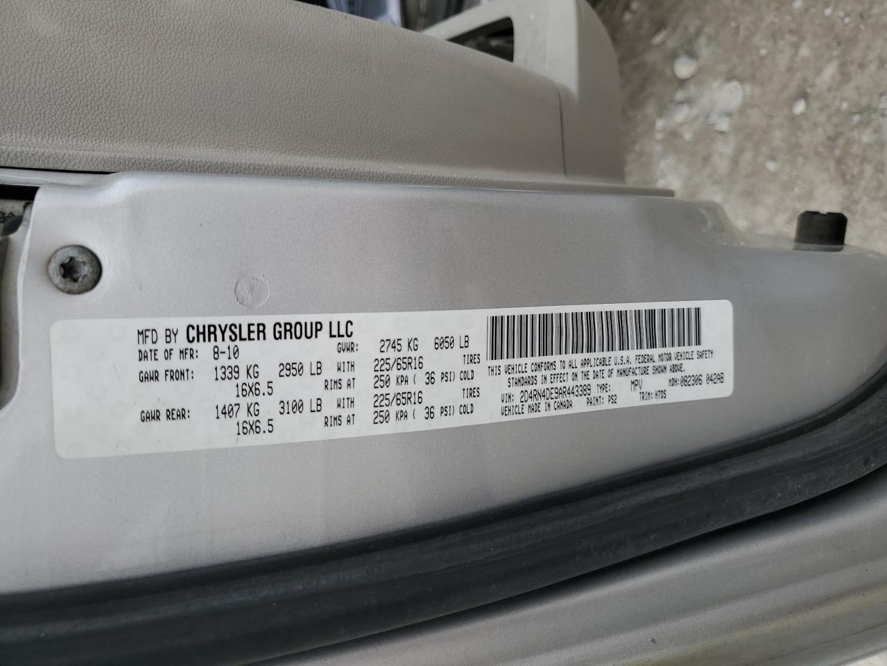 2010 Dodge Grand Caravan Se VIN: 2D4RN4DE9AR443389 Lot: 57223315