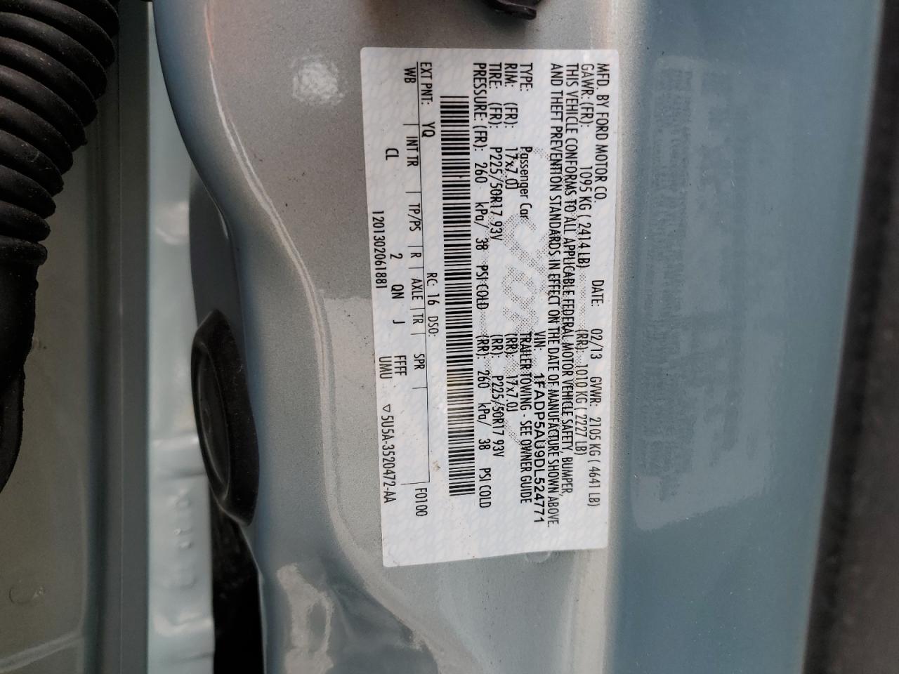 2013 Ford C-Max Se VIN: 1FADP5AU9DL524771 Lot: 55038715