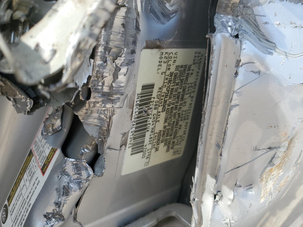 2010 Nissan Versa S VIN: 3N1BC1CP2AL393425 Lot: 54741795