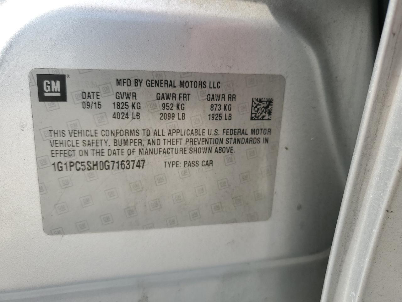 2016 Chevrolet Cruze Limited Ls VIN: 1G1PC5SH0G7163747 Lot: 54265405