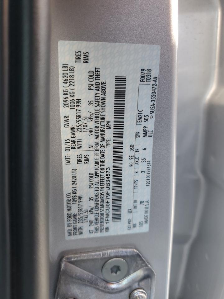 2015 Ford Escape S VIN: 1FMCU0F79FUB34573 Lot: 54712415