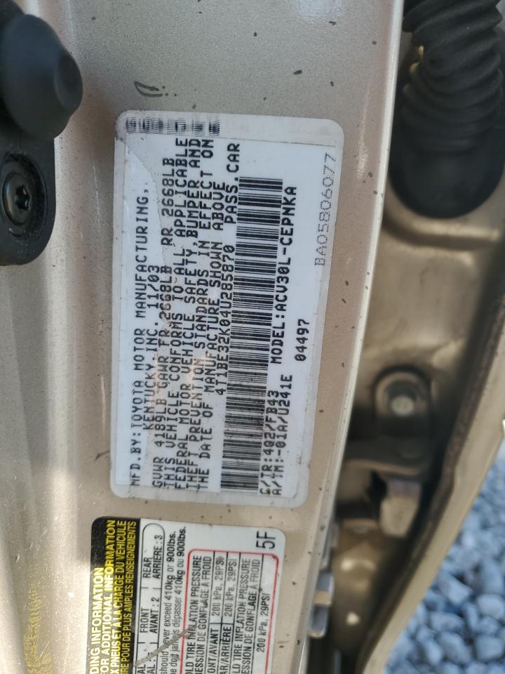 2004 Toyota Camry Le VIN: 4T1BE32K04U285870 Lot: 52414695