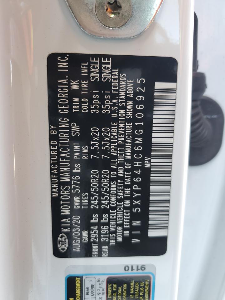 2021 Kia Telluride S VIN: 5XYP64HC6MG106925 Lot: 54267365