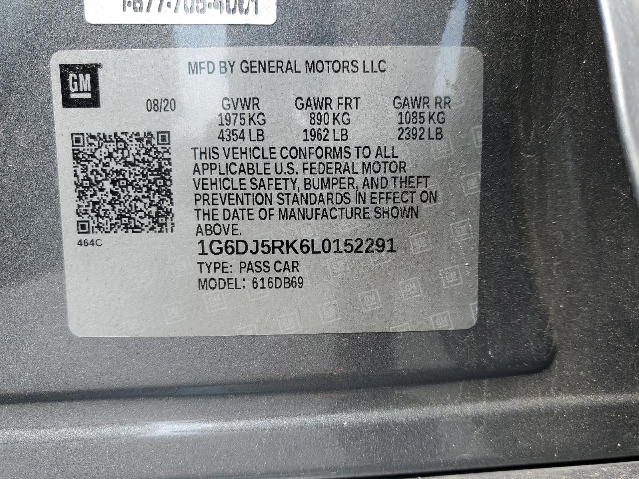 2020 Cadillac Ct4 Luxury VIN: 1G6DJ5RK6L0152291 Lot: 52408925