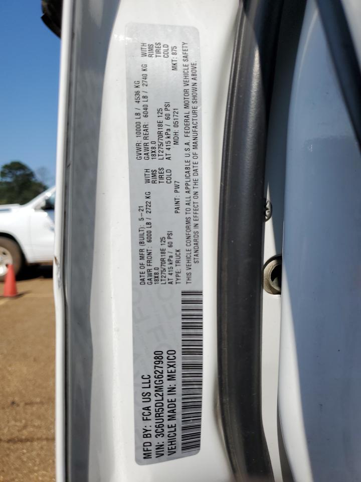2021 Ram 2500 Big Horn VIN: 3C6UR5DL2MG627980 Lot: 51838145