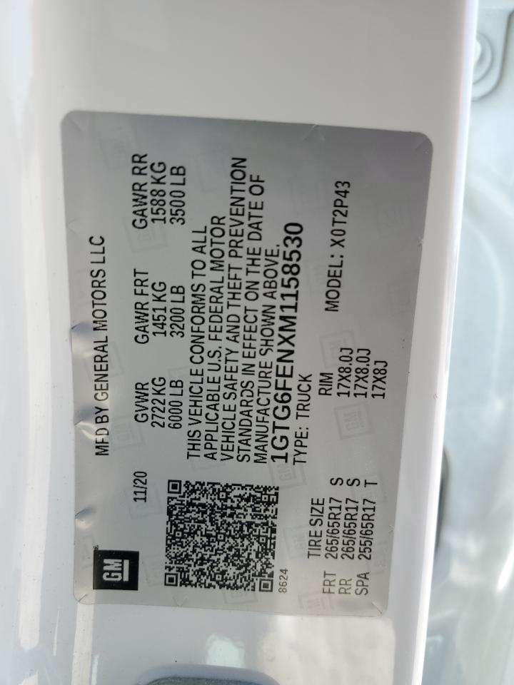2021 GMC Canyon At4 VIN: 1GTG6FENXM1158530 Lot: 52030525