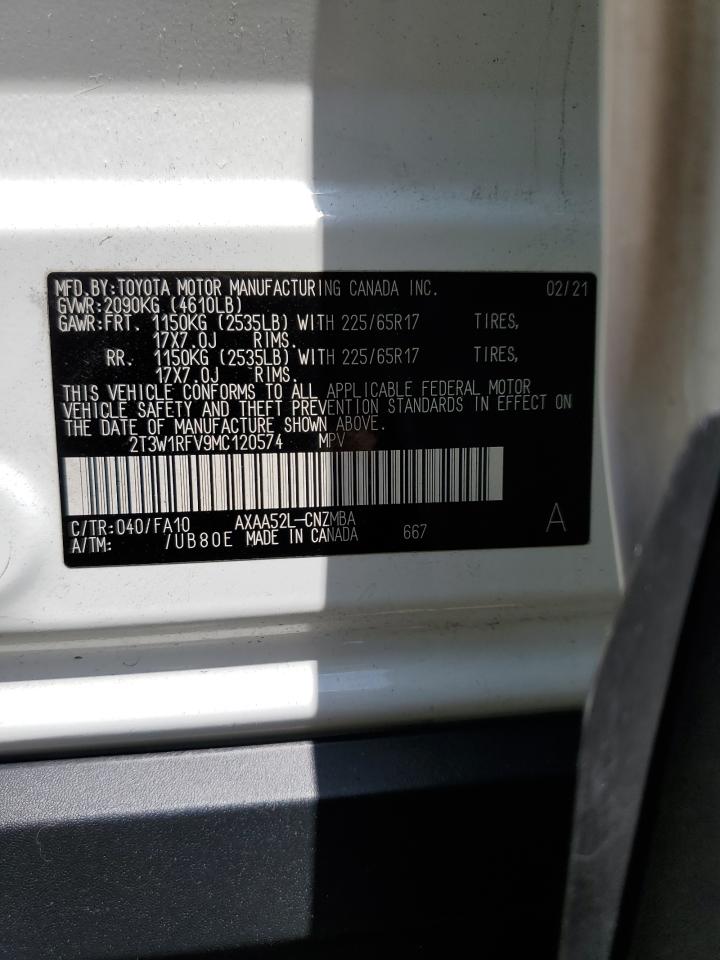 2021 Toyota Rav4 Xle VIN: 2T3W1RFV9MC120574 Lot: 55154085