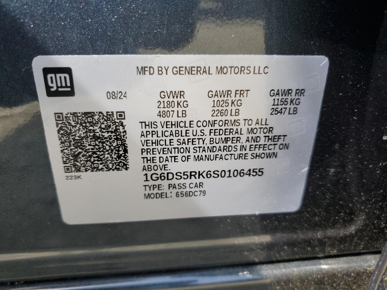 2025 Cadillac Ct5 Premium Luxury VIN: 1G6DS5RK6S0106455 Lot: 54930325