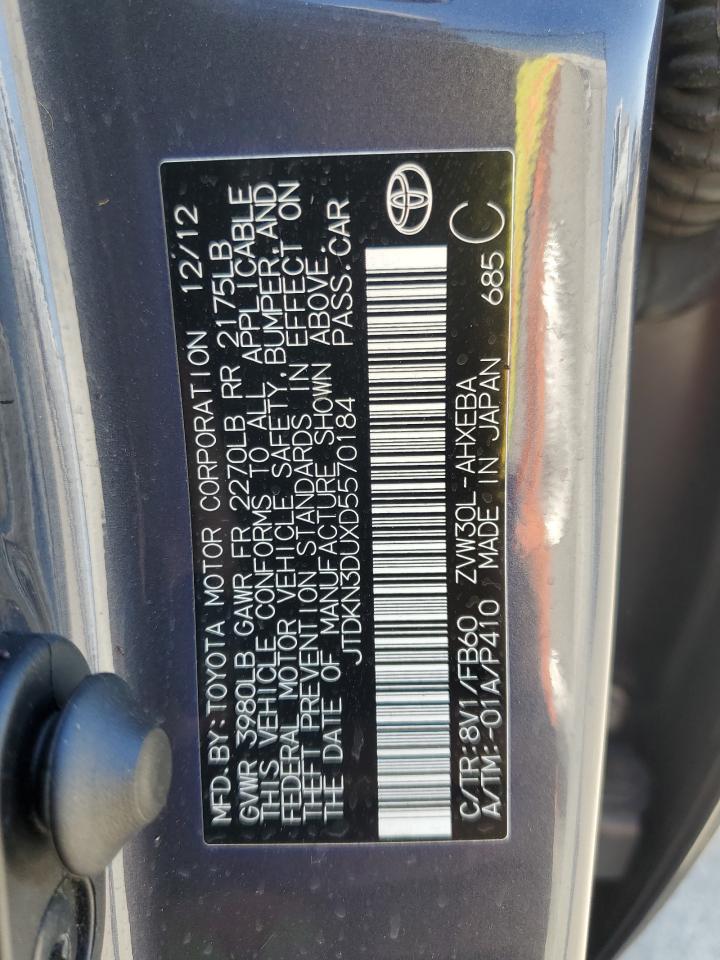 2013 Toyota Prius VIN: JTDKN3DUXD5570184 Lot: 54948305
